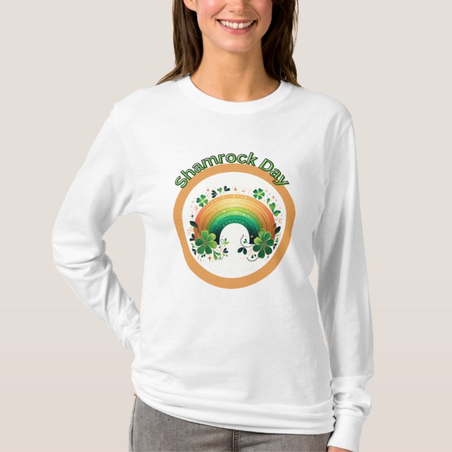 Shamrock Lucky Rainbow T Shirt (Framsida)