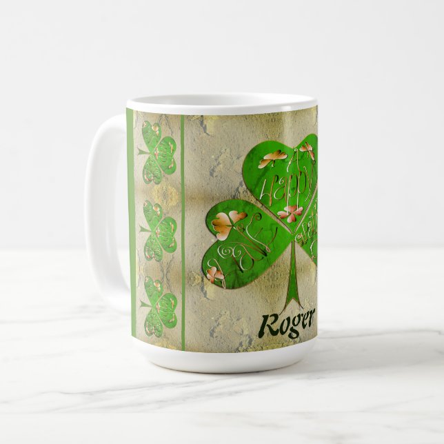 Shamrock "Lycklig St. Patrick's" Kaffemugg (Framsida vänster)