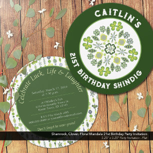 Shamrock Mandala 21:a födelsedagen Party Inbjudningar