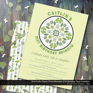 Shamrock Mandala 21:a födelsedagen Party Inbjudningar
