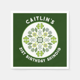 Shamrock Mandala 21:a födelsedagen Party Pappersservett