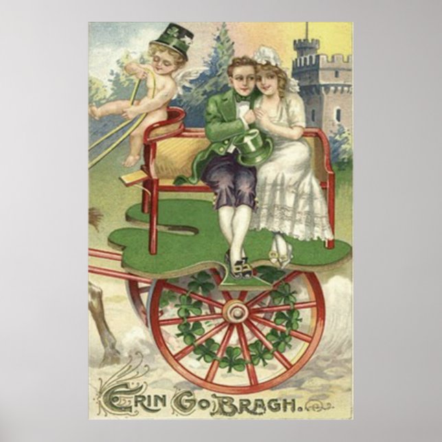 Shamrock Married Couple Horse Carriage Cherub Poster (Framsidan)