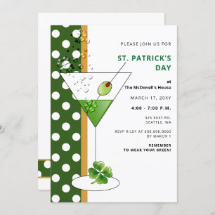 Shamrock martini St patricks day-partiinbjudan Inbjudningar