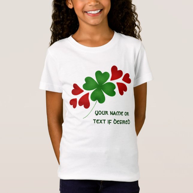 Shamrock med hjärtan-barn t-shirt (Framsida)