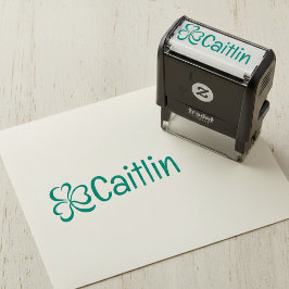 Shamrock med namnteckning Förfärdigad gummistämpel Självfärgande Stämpel