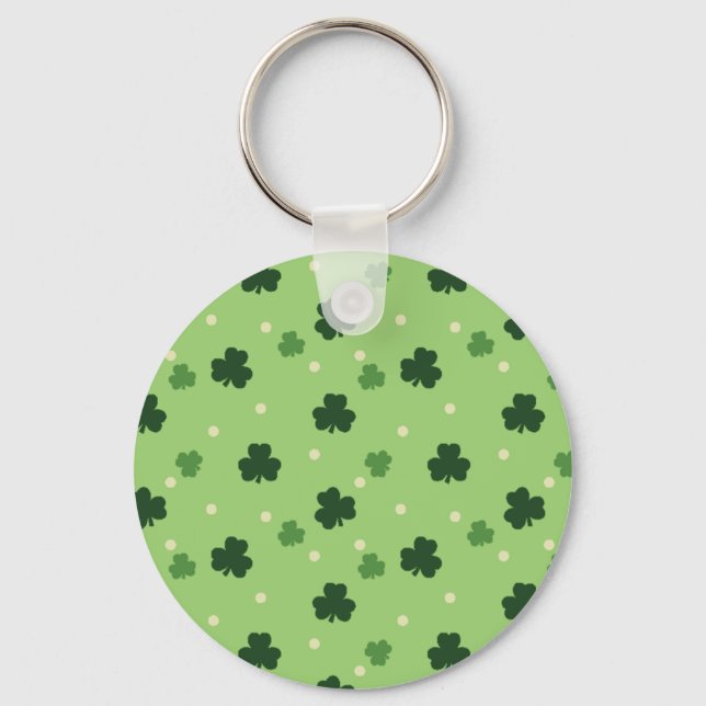 Shamrock Mönster Button Keychain Nyckelring (Framsida)