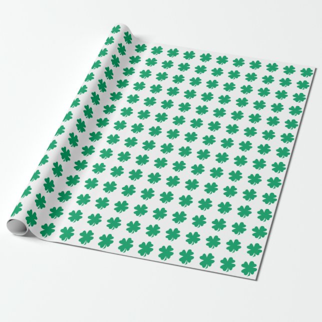 Shamrock Mönster Grönt White St patrick's day 2023 Presentpapper (Utrullad)