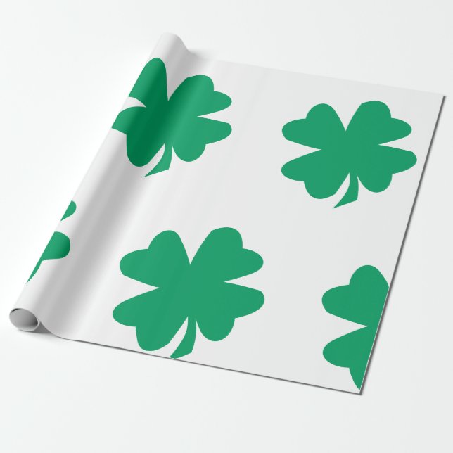 Shamrock Mönster Grönt White St patrick's day 2024 Presentpapper (Utrullad)