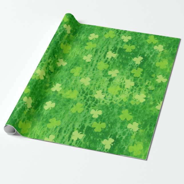 Shamrock Mönster - Irish Klöver - Wrapping Papper Presentpapper (Utrullad)