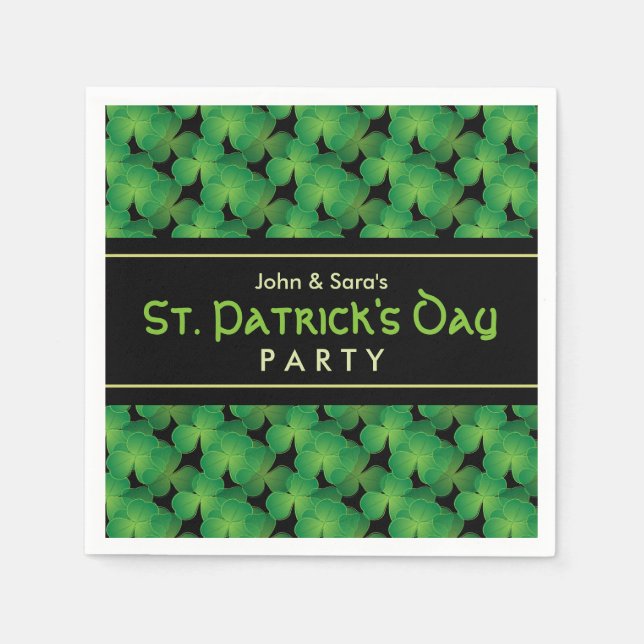 Shamrock-mönster St. Patricks dag-fest Pappersservett (Framsidan)