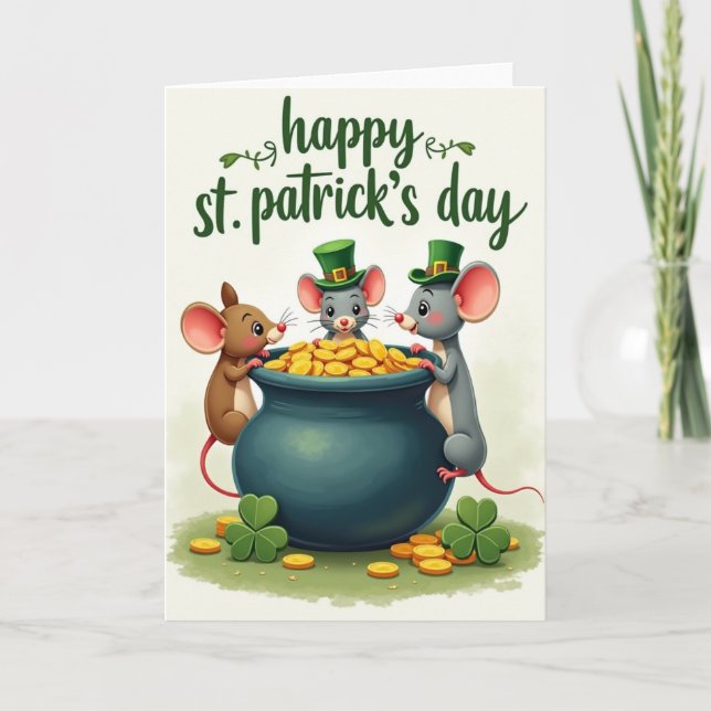 Shamrock Möss Guld Kruka Kort (Framsida)