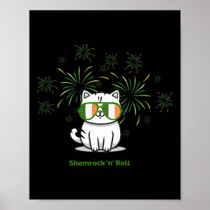 Shamrock N Roll Cat St patricks day Manar Women Ki Poster