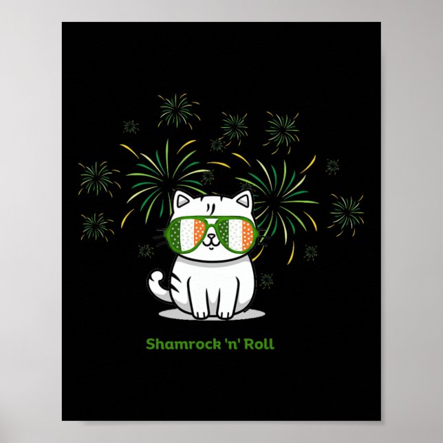 Shamrock N Roll Cat St patricks day Manar Women Ki Poster (Framsidan)