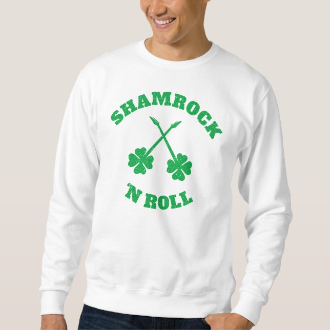 Shamrock 'n Roll Grunge Lång Ärmad Tröja (Framsida)