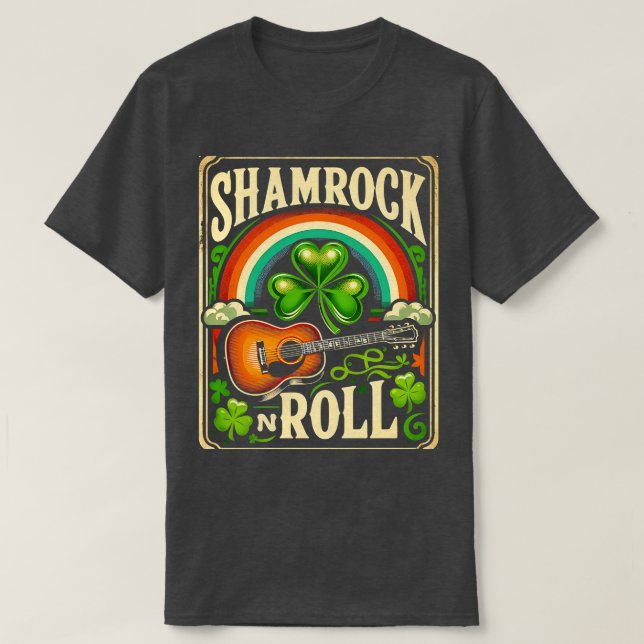 Shamrock n Roll Guitar St patricks day Manar Women T Shirt (Design framsida)