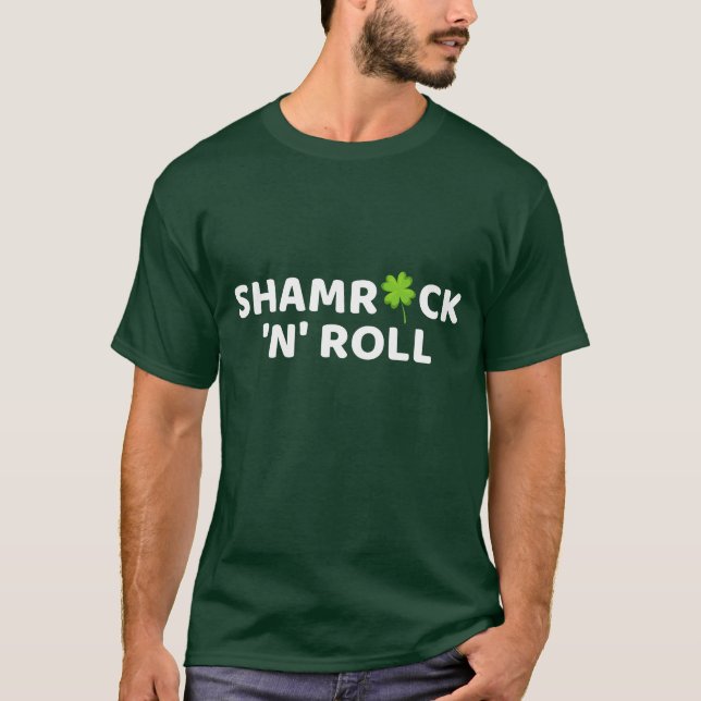 Shamrock n Roll - St. Patrick Day T Shirt (Framsida)