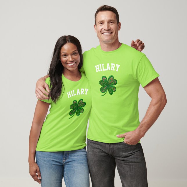 Shamrock Name Front and Back St Patrick's Day T Shirt (Unisex)