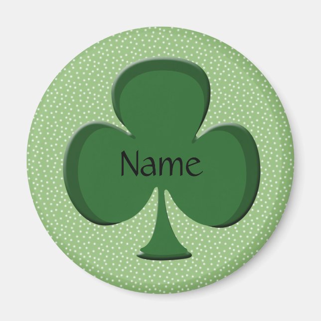 Shamrock Namn Round Magnet Template - Irish Grönt (Framsidan)