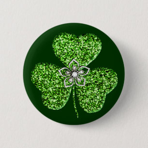 Shamrock- och blomknapp i glitter knapp