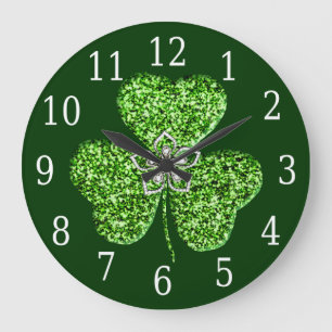 Shamrock och blomkoppel i glitter stor klocka