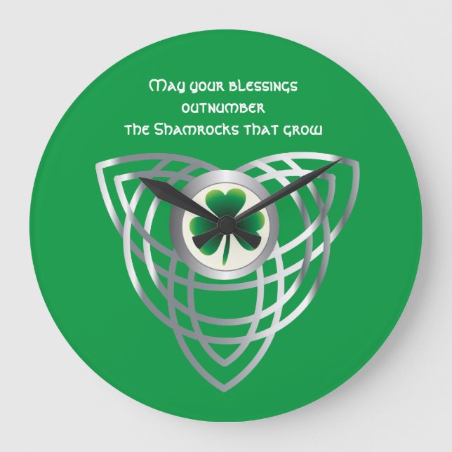 Shamrock och Celtic fnurra Stor Klocka (Framsida)