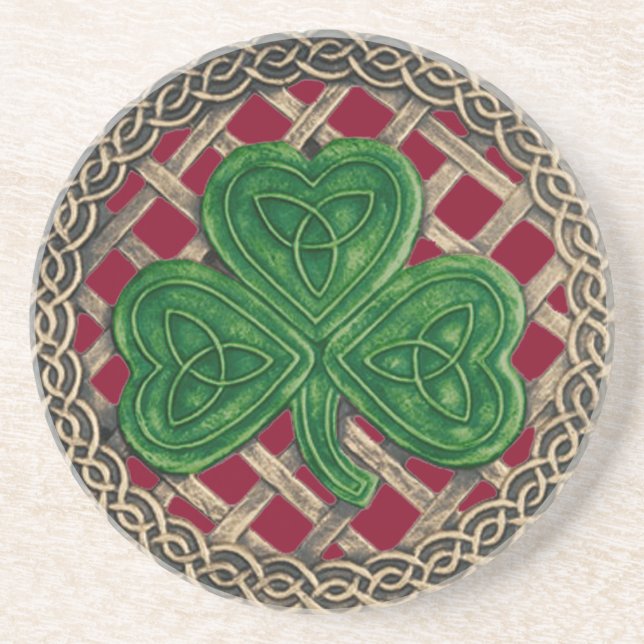 Shamrock och Celtic Knots Underlägg Red (Framsidan)