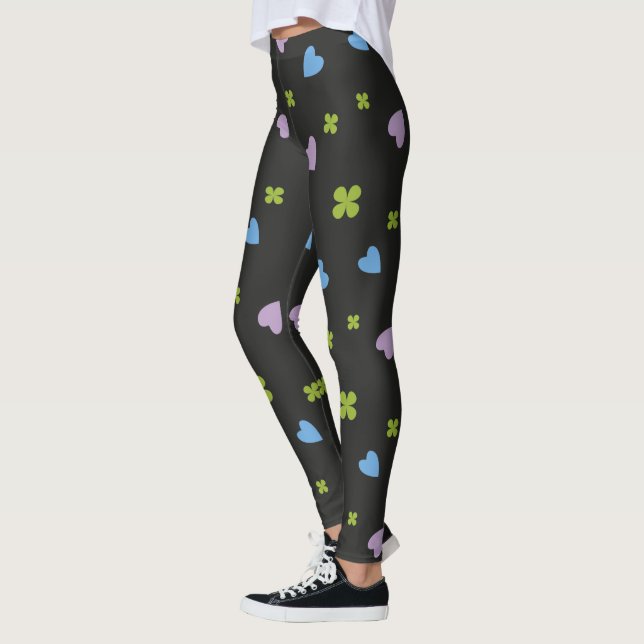 Shamrock och hjärtmönster leggings (Vänster)