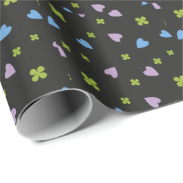 Shamrock och hjärtmönster presentpapper