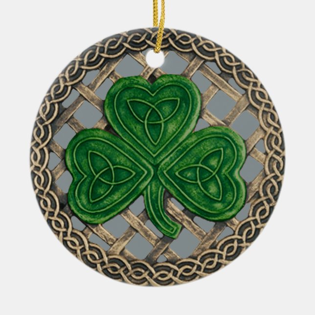 Shamrock och keltiska knop Ornament Grått (Framsidan)