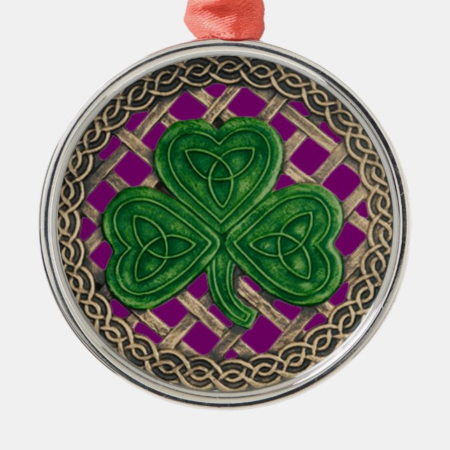 Shamrock och keltiska knop Ornament Lila (Framsidan)