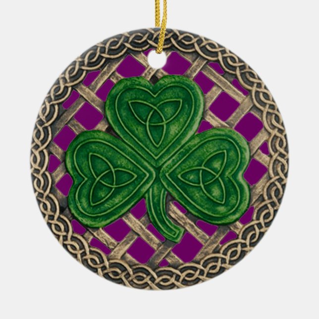 Shamrock och keltiska knop Ornament Lila (Framsidan)