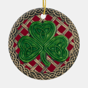 Shamrock och keltiska knop Ornament Red