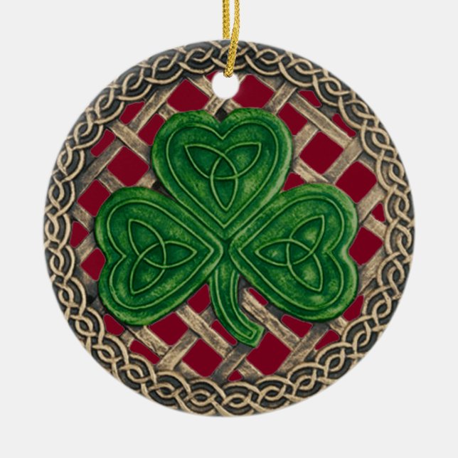 Shamrock och keltiska knop Ornament Red (Framsidan)