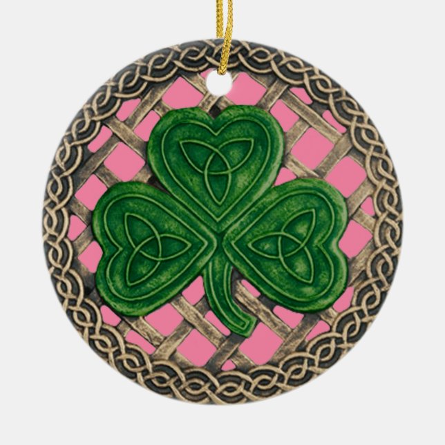 Shamrock och keltiska knop Ornament Rosa (Framsidan)