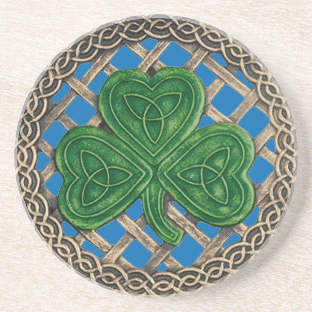 Shamrock och keltiska knop Underlägg blå (Framsidan)