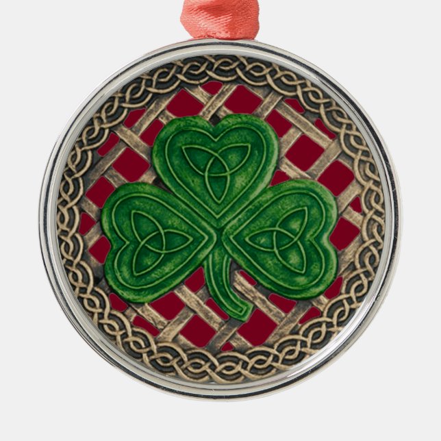 Shamrock och keltiska knoppar Ornament Red (Framsidan)