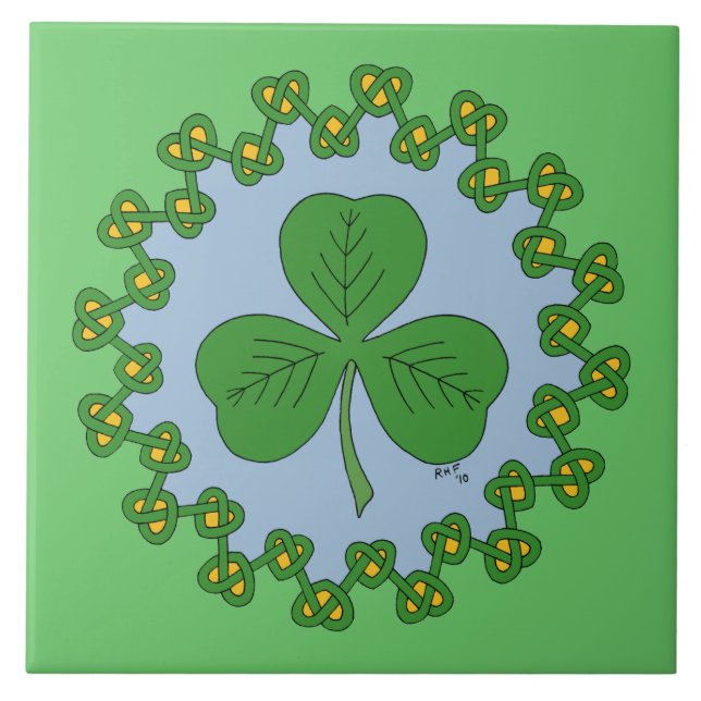 Shamrock och Knotwork Kakelplatta (Framsidan)