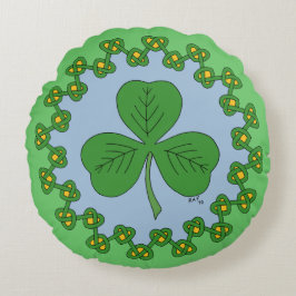 Shamrock och Knotwork Rund Kudde