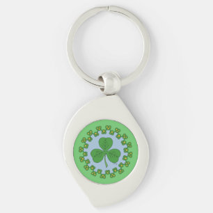 Shamrock och Knotwork Swirl Silverfärgad Nyckelring