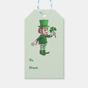 Shamrock och Leprechaun Presentetikett