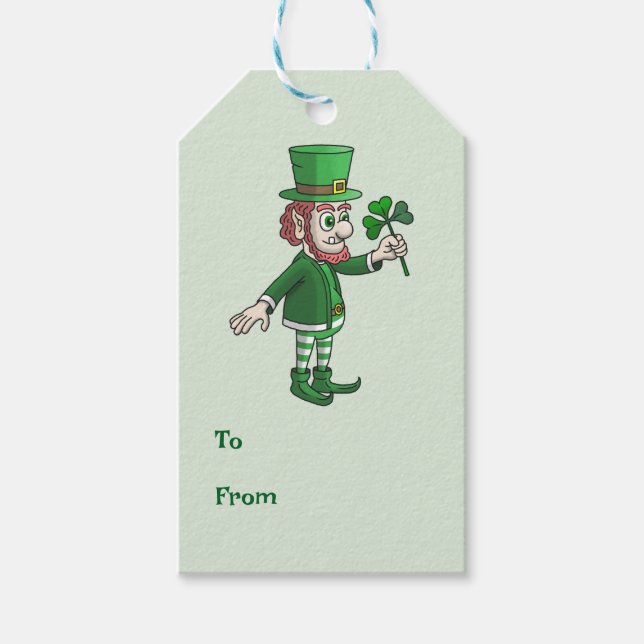 Shamrock och Leprechaun Presentetikett (Framsidan)