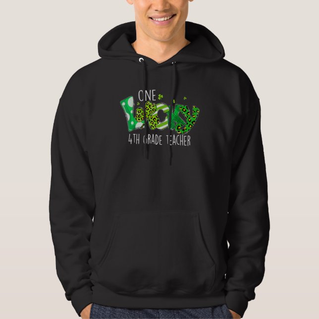Shamrock One Lucky 4th Klass Teacher St. Patricks Hoodie (Framsida)