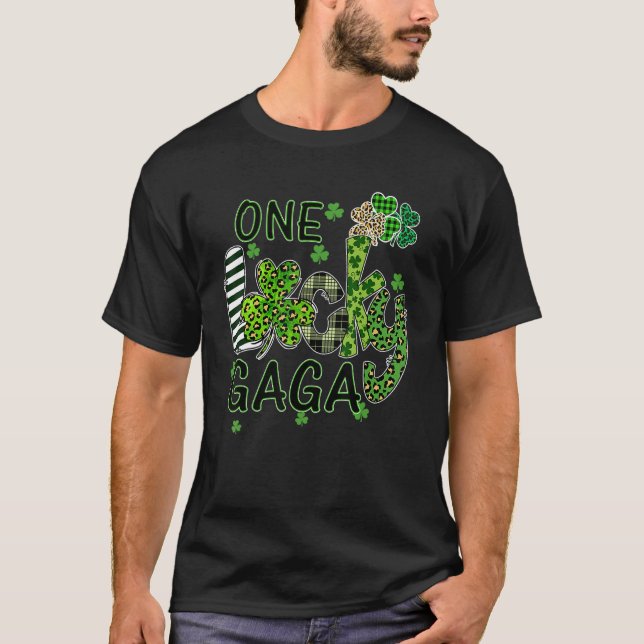 Shamrock One Lucky Gaga St Patrick's Day T Shirt (Framsida)
