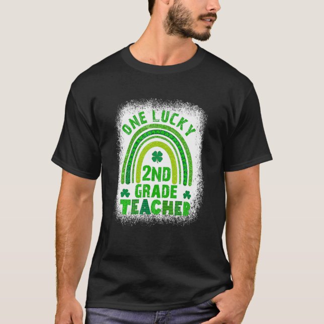 Shamrock One Lucky Teacher St patricks day Bleache T Shirt (Framsida)