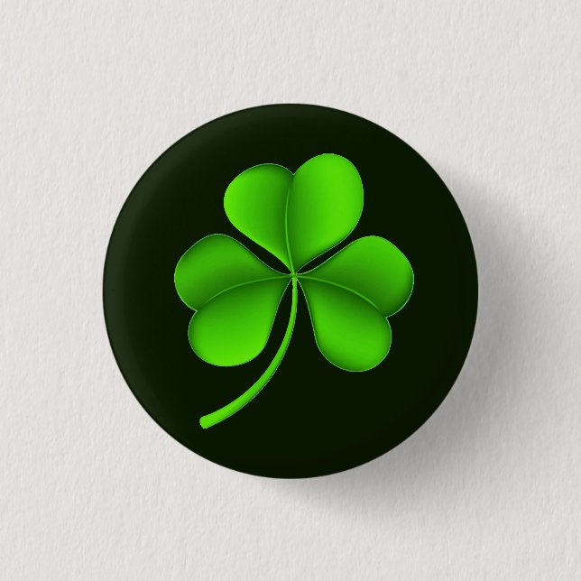 Shamrock på mörk grönt pbcn knapp (Framsida)