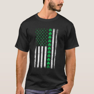 Shamrock Patriotic American Flagga Irish St Patric T Shirt