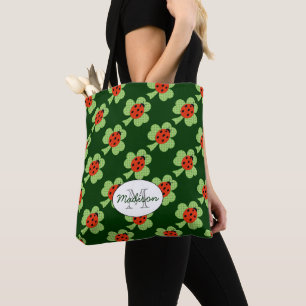 Shamrock Polka dots Ladybug Ladybird Monogram Tygkasse