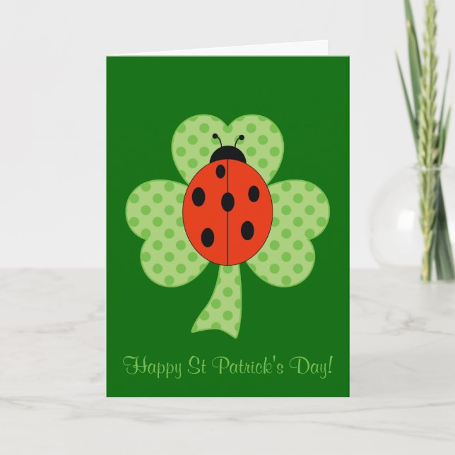 Shamrock Polka dots och ladybug St patrick's day Kort (Framsida)
