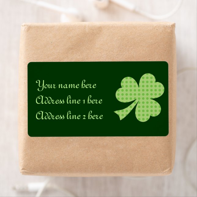 Shamrock Polka dots St. Patrick's Day-etikett Fraktsedel (Insitu)
