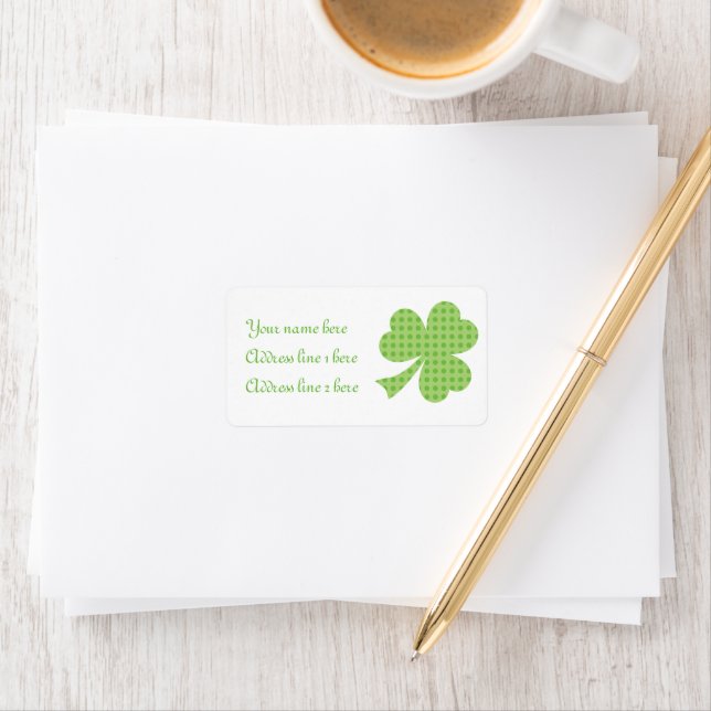 Shamrock Polka dots St. Patrick's Day on white Adressetikett (Insitu)